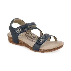 Aetrex Women's Jillian Braided Quarter Strap Sandal - Navy SC461