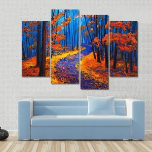 Beautiful Autumn Forest Pathway Canvas Wall Art