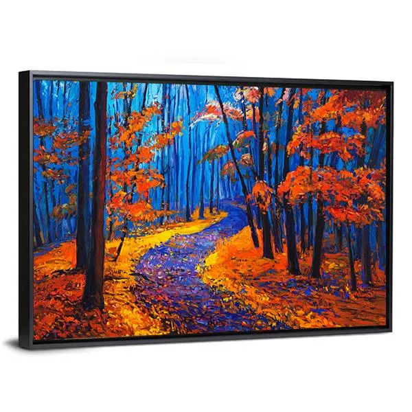 Beautiful Autumn Forest Pathway Canvas Wall Art