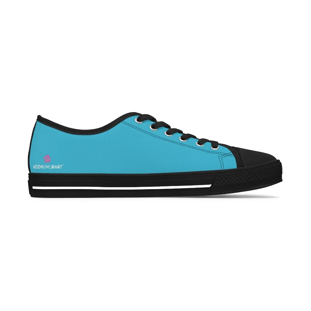 Blue Color Best Ladies' Sneakers, Solid Color Women's Low Top Sneakers Tennis Shoes (US Size: 5.5-12)