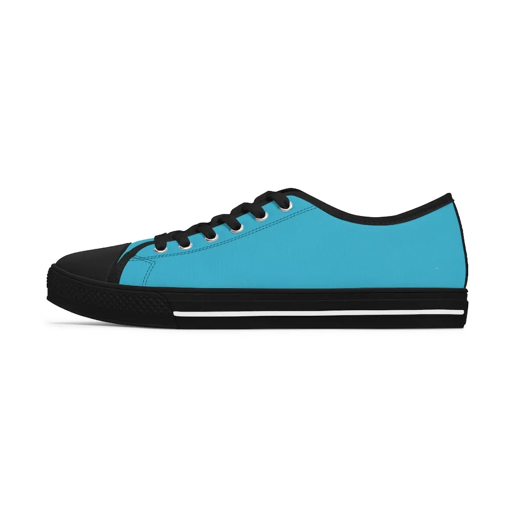 Blue Color Best Ladies' Sneakers, Solid Color Women's Low Top Sneakers Tennis Shoes (US Size: 5.5-12)