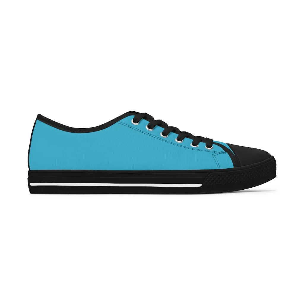 Blue Color Best Ladies' Sneakers, Solid Color Women's Low Top Sneakers Tennis Shoes (US Size: 5.5-12)