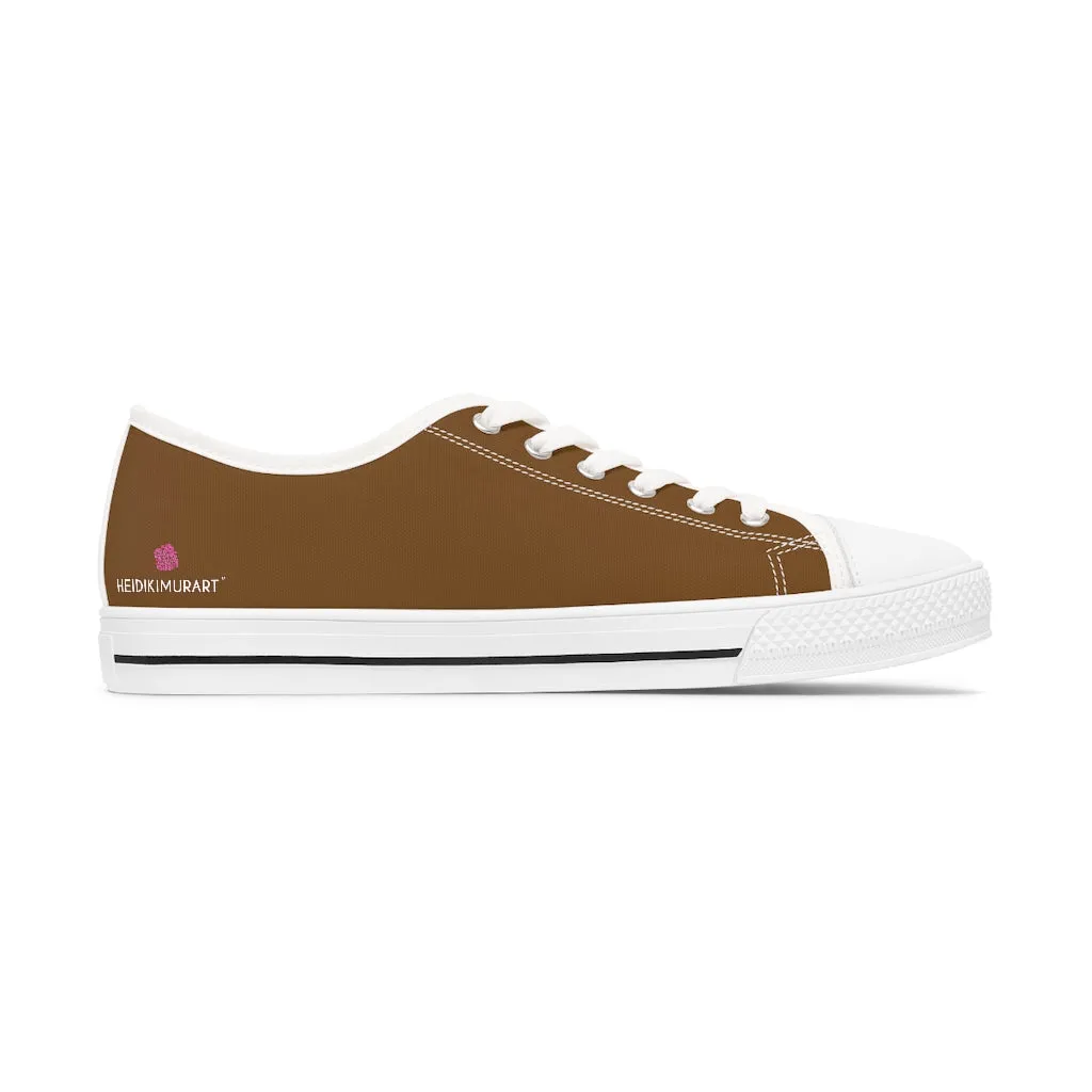 Brown Color Best Ladies' Sneakers, Solid Color Women's Low Top Sneakers (US Size: 5.5-12)