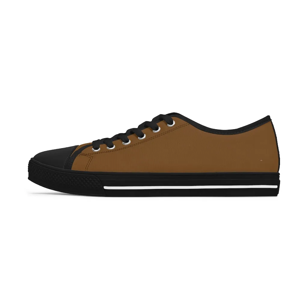 Brown Color Best Ladies' Sneakers, Solid Color Women's Low Top Sneakers (US Size: 5.5-12)