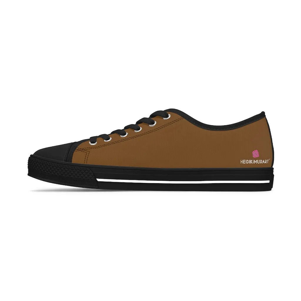 Brown Color Best Ladies' Sneakers, Solid Color Women's Low Top Sneakers (US Size: 5.5-12)