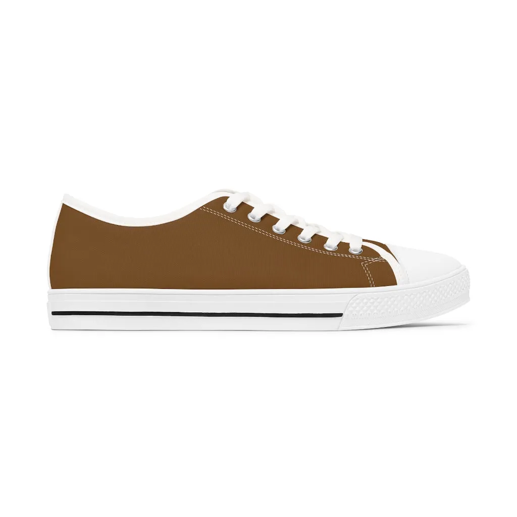 Brown Color Best Ladies' Sneakers, Solid Color Women's Low Top Sneakers (US Size: 5.5-12)