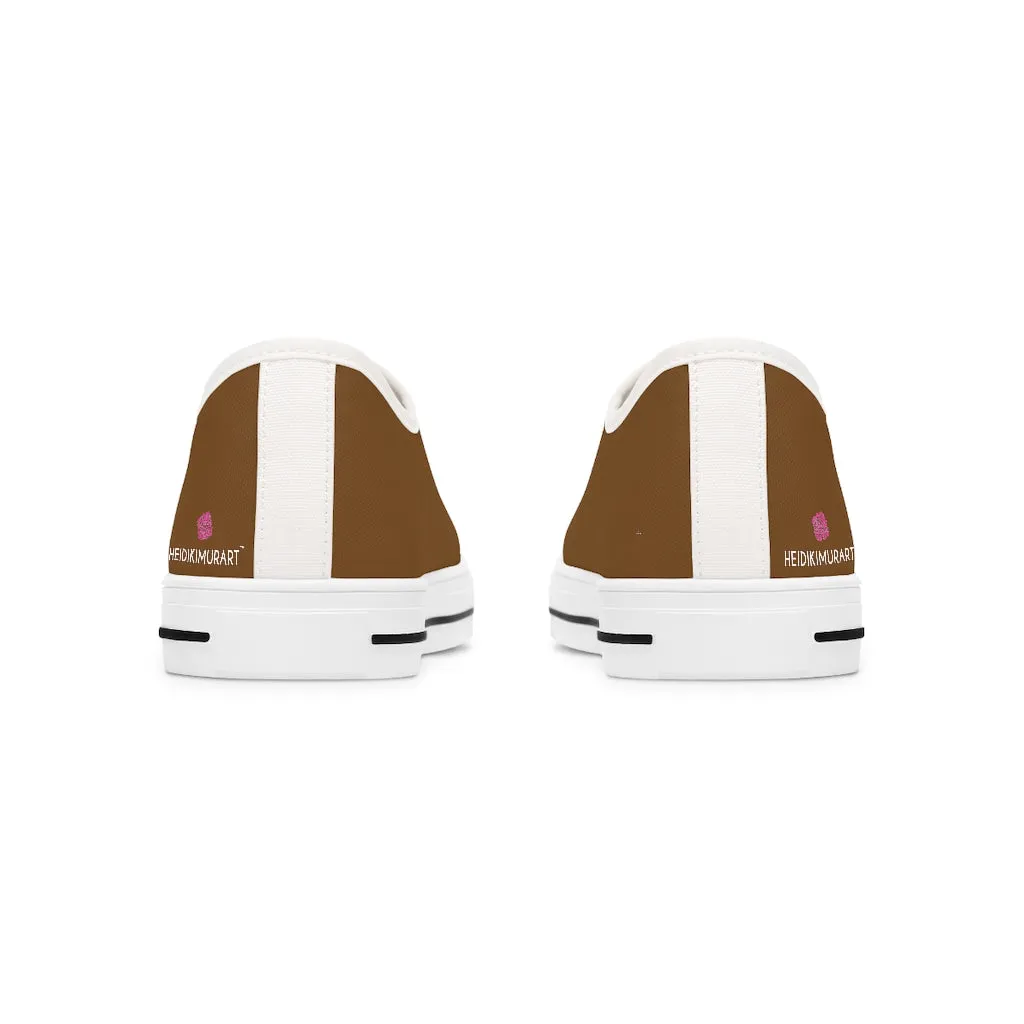 Brown Color Best Ladies' Sneakers, Solid Color Women's Low Top Sneakers (US Size: 5.5-12)