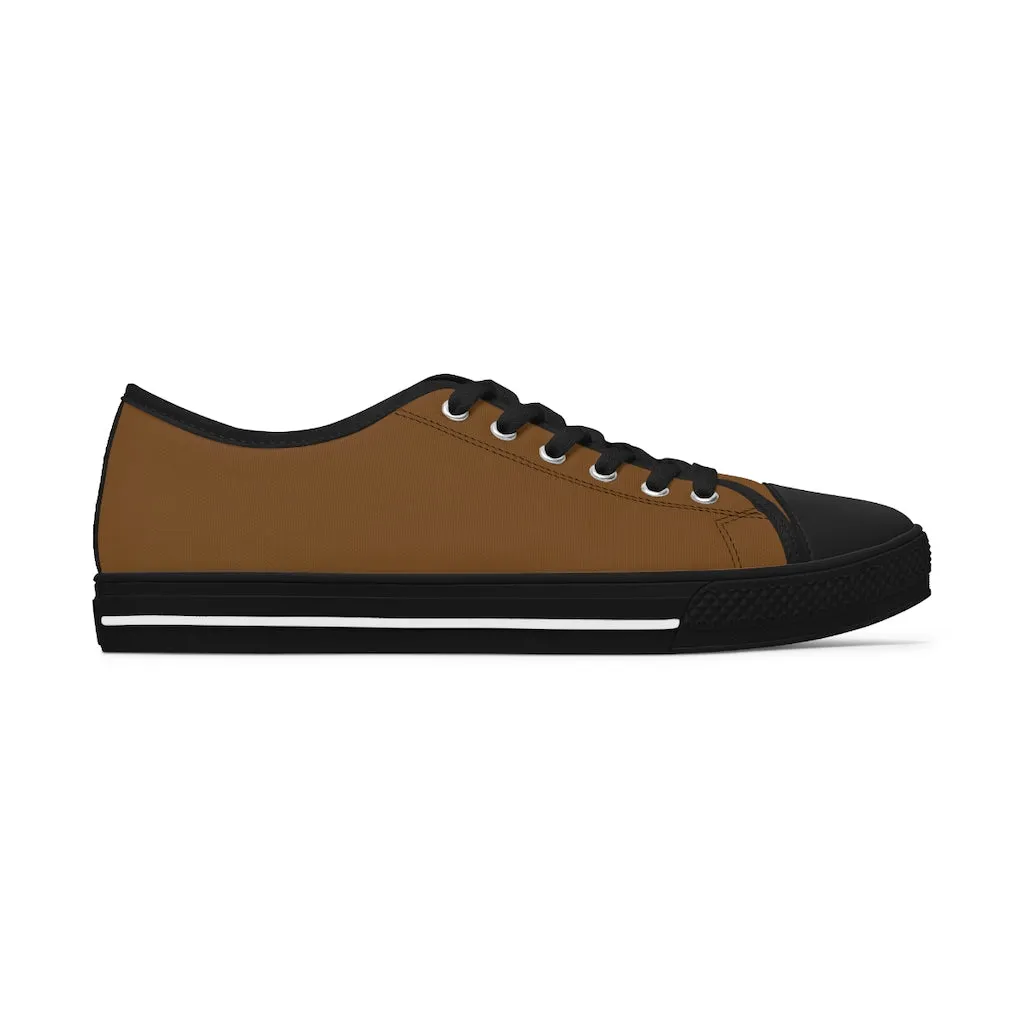 Brown Color Best Ladies' Sneakers, Solid Color Women's Low Top Sneakers (US Size: 5.5-12)