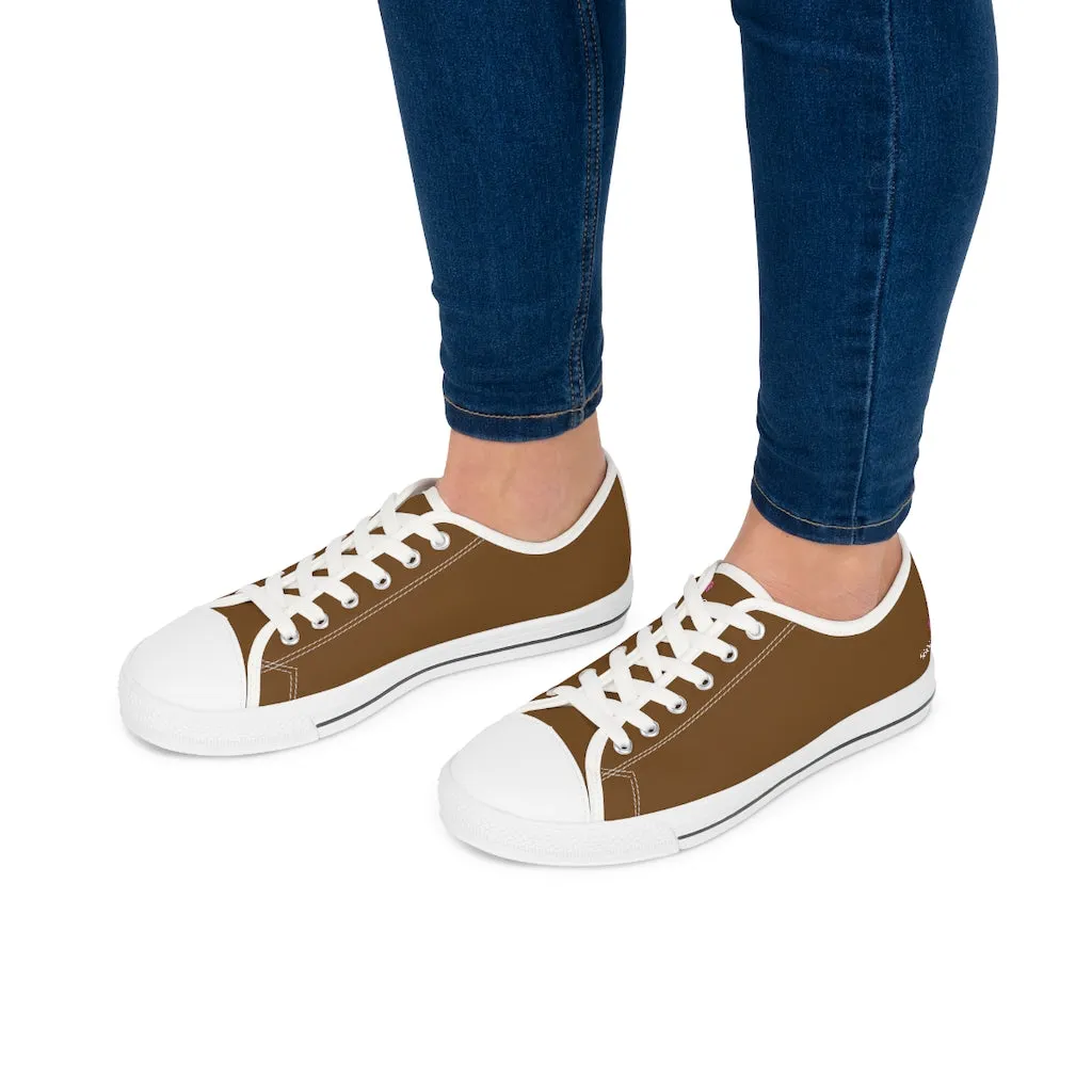 Brown Color Best Ladies' Sneakers, Solid Color Women's Low Top Sneakers (US Size: 5.5-12)