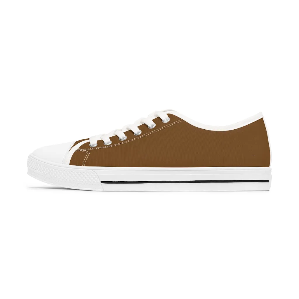 Brown Color Best Ladies' Sneakers, Solid Color Women's Low Top Sneakers (US Size: 5.5-12)