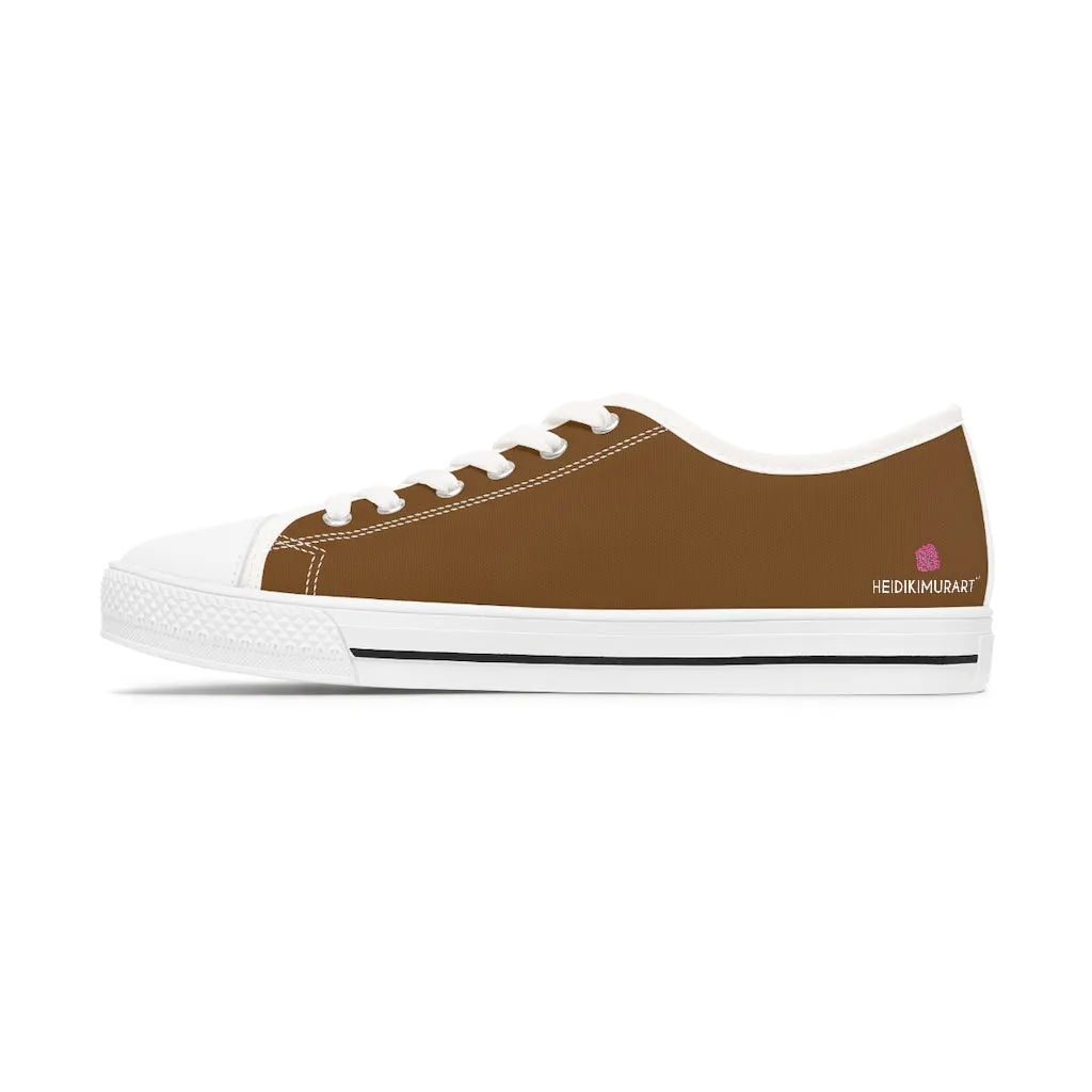 Brown Color Best Ladies' Sneakers, Solid Color Women's Low Top Sneakers (US Size: 5.5-12)