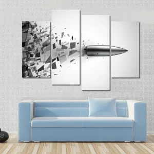 Bullet Shot Smashed The Glass In The Splinters Canvas Wall Art