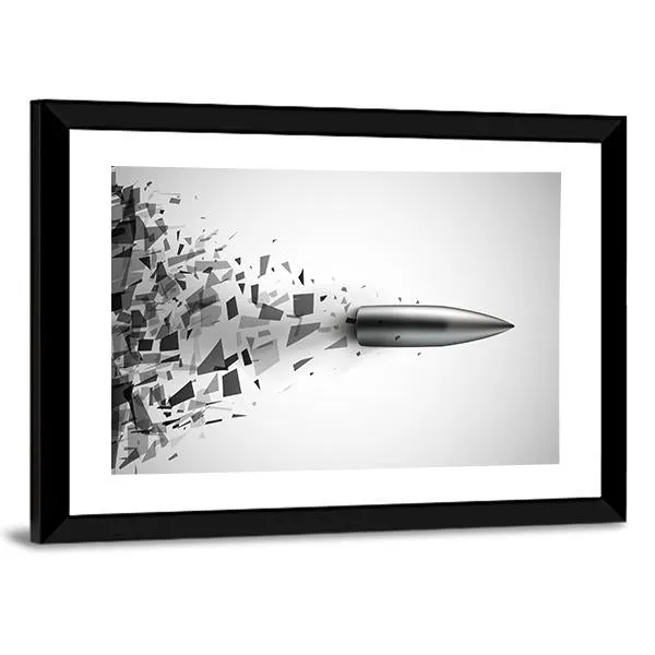 Bullet Shot Smashed The Glass In The Splinters Canvas Wall Art