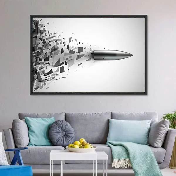 Bullet Shot Smashed The Glass In The Splinters Canvas Wall Art