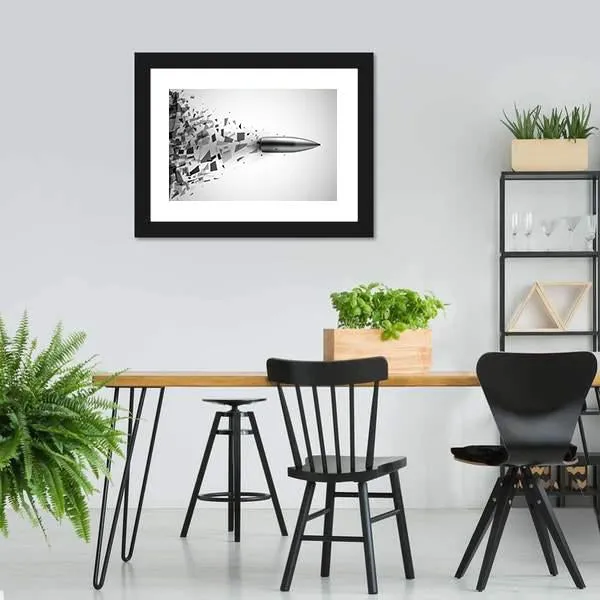 Bullet Shot Smashed The Glass In The Splinters Canvas Wall Art