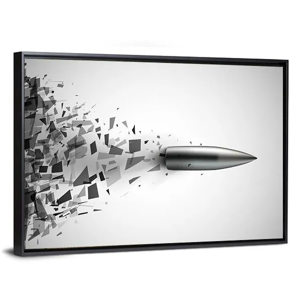 Bullet Shot Smashed The Glass In The Splinters Canvas Wall Art