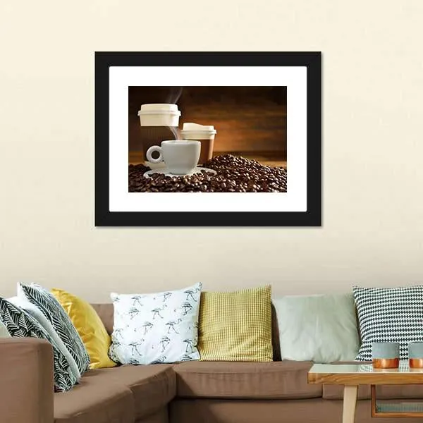 Cups Of Coffee Canvas Wall Art