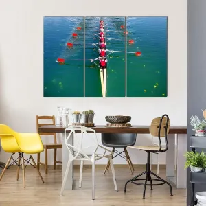 Eight Rowers In Action Canvas Wall Art