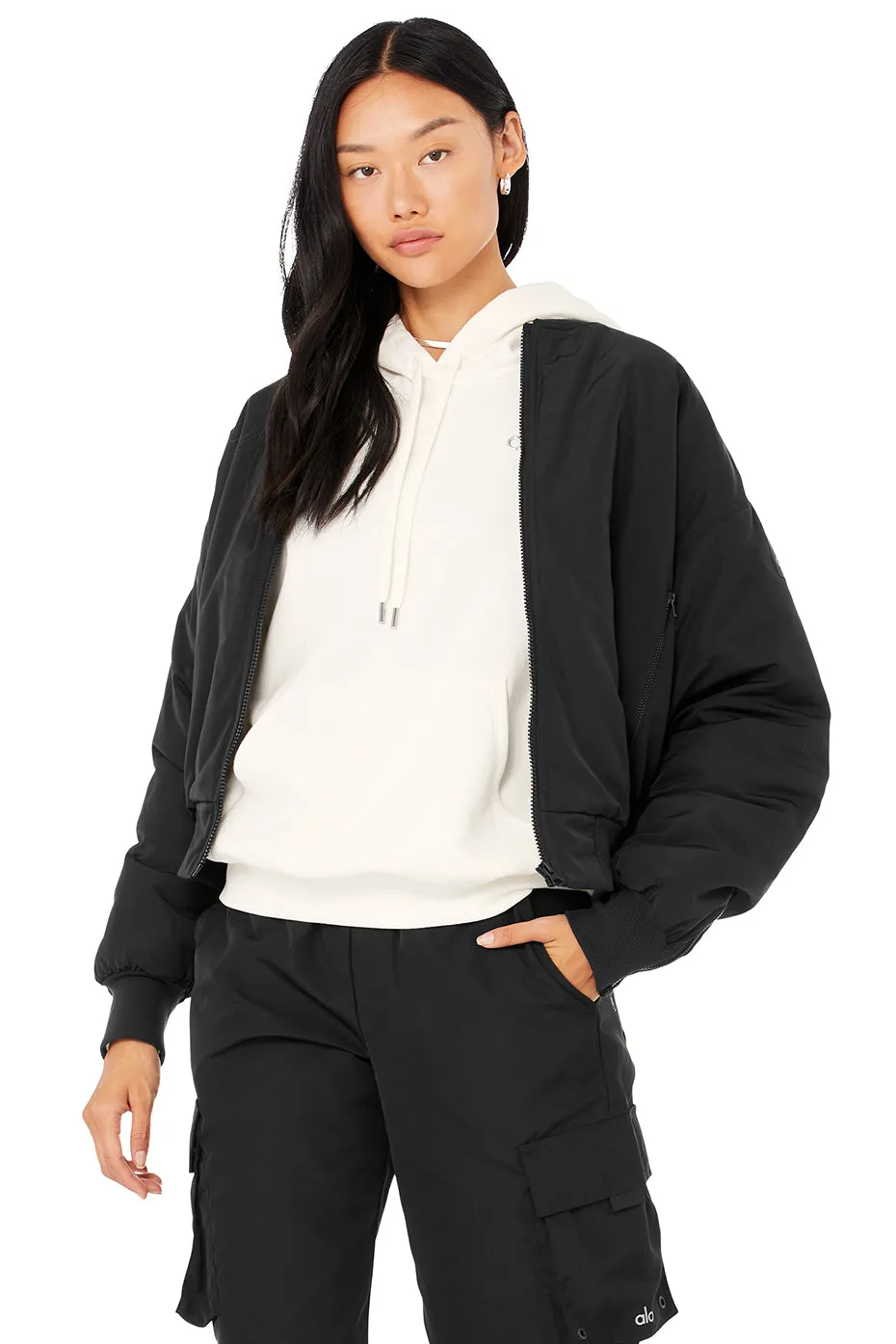 Faux Fur Urbanite Bomber - Black/Ivory