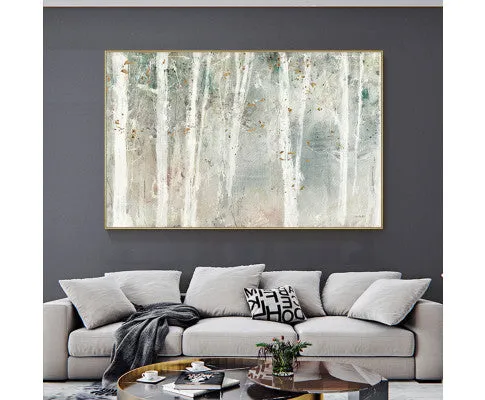 Forest hang painting style Gold Frame Canvas Wall Art