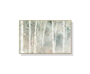 Forest hang painting style Gold Frame Canvas Wall Art