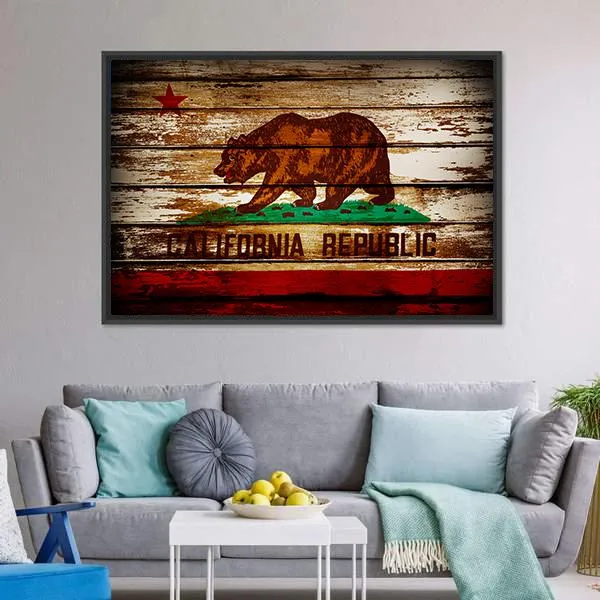 Grunge California Flag Canvas Wall Art