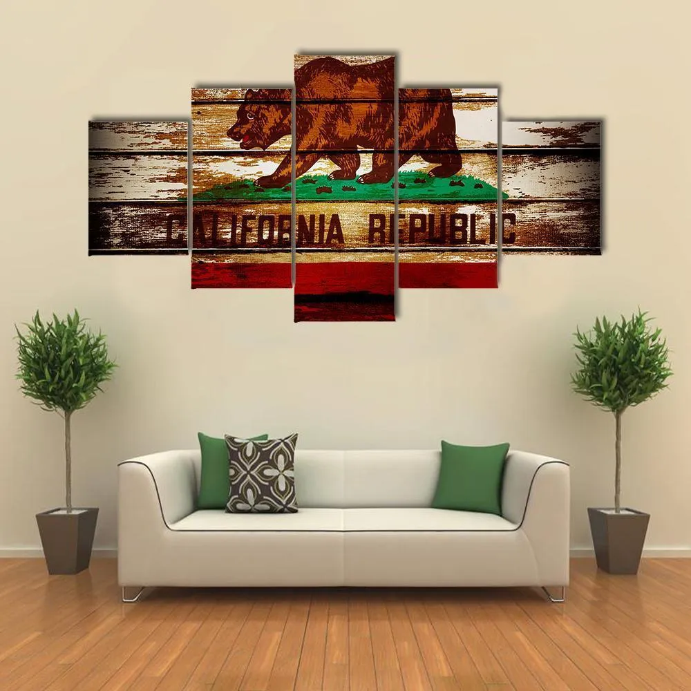 Grunge California Flag Canvas Wall Art