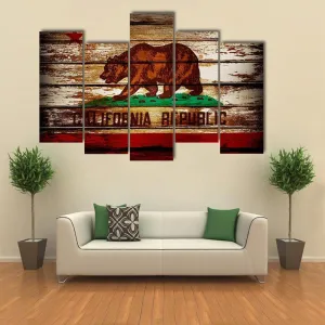 Grunge California Flag Canvas Wall Art