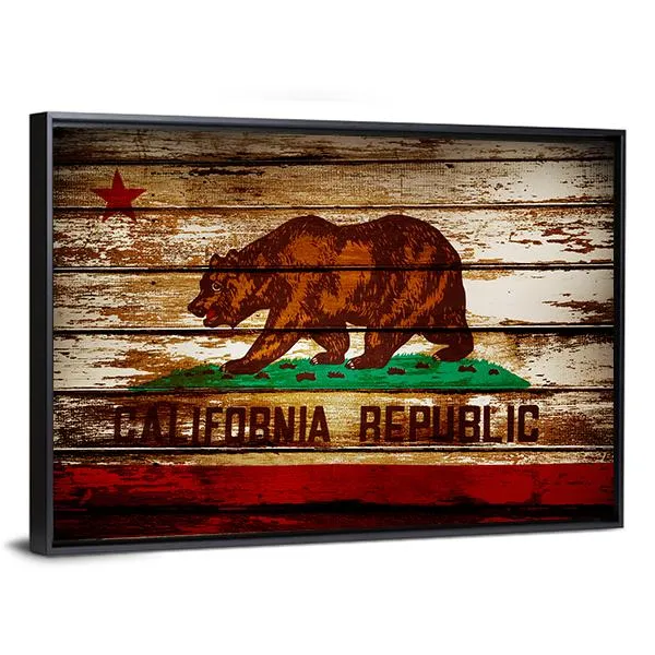 Grunge California Flag Canvas Wall Art