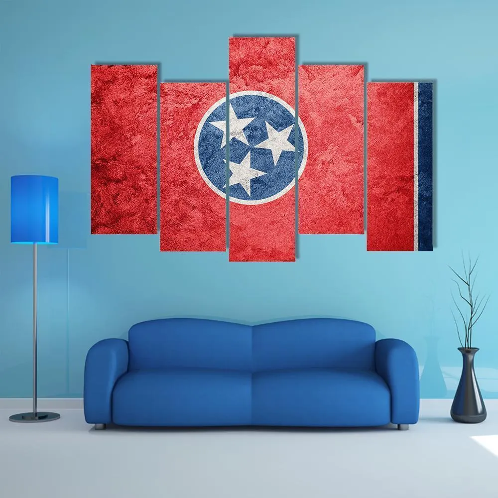 Grunge Tennessee Flag Canvas Wall Art