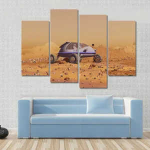 Human Vehicle On Mars Canvas Wall Art