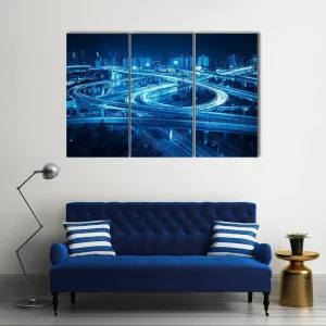 Interchange Overpass At Night  Shanghai Canvas Wall Art