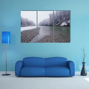 Isar River In Winter Canvas Wall Art