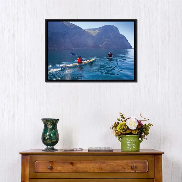 Kayaking In Sea Canvas Wall Art