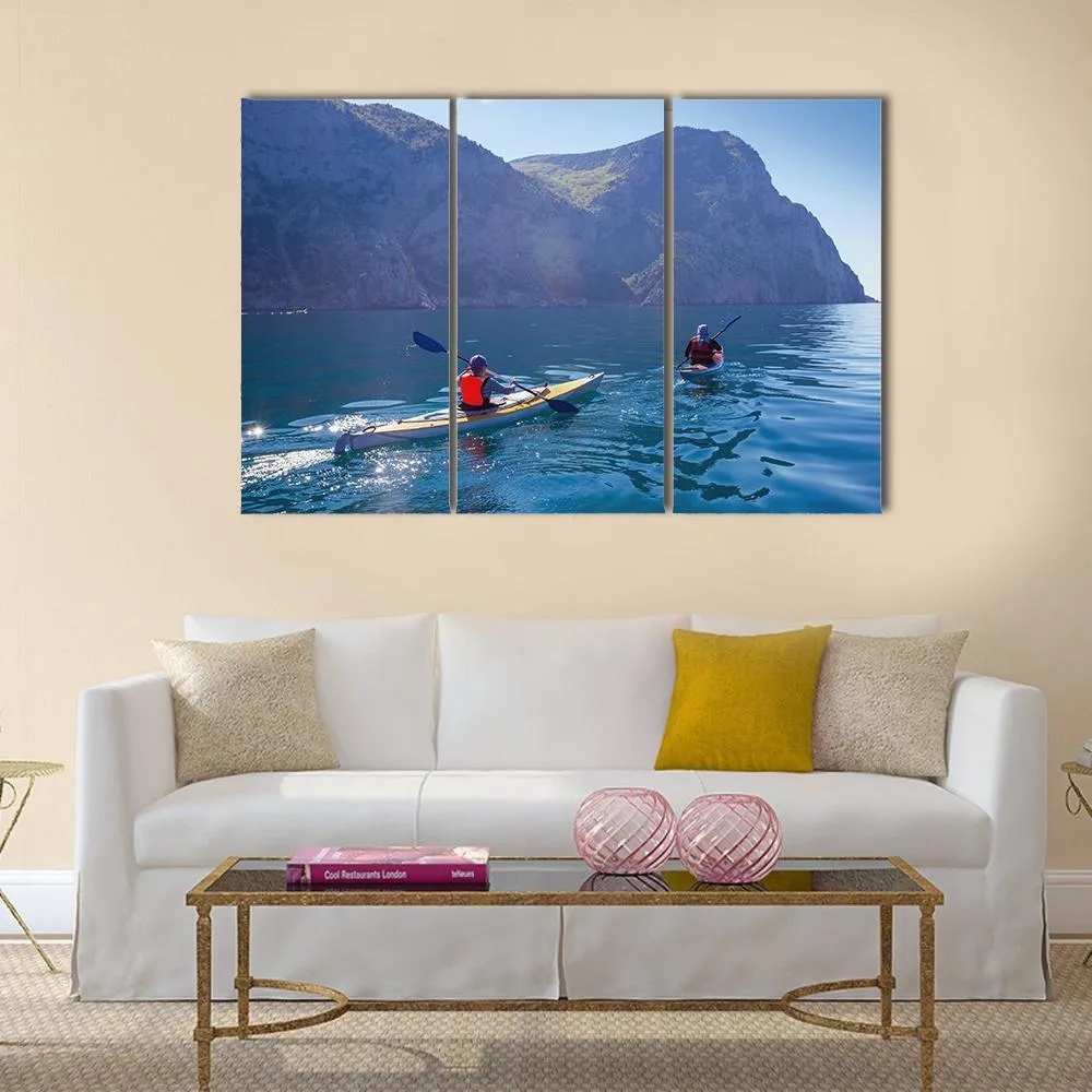 Kayaking In Sea Canvas Wall Art