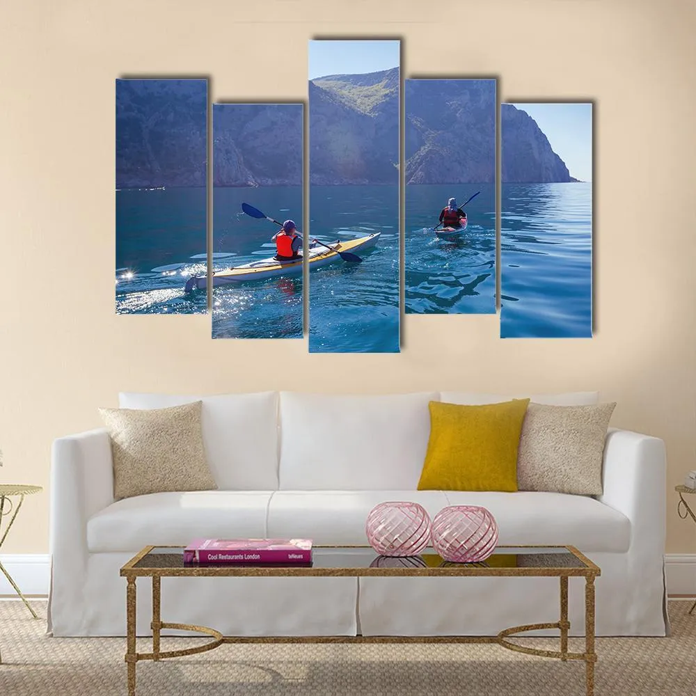 Kayaking In Sea Canvas Wall Art