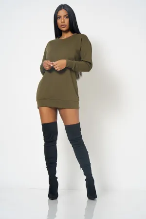 Khaki Sweatshirt Dress