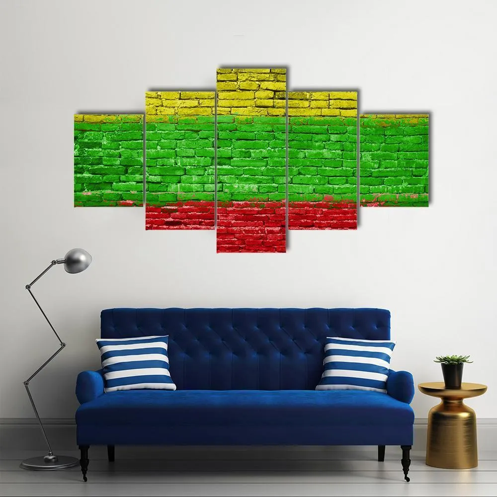 Lithuania Flag On Brick Wall Canvas Wall Art