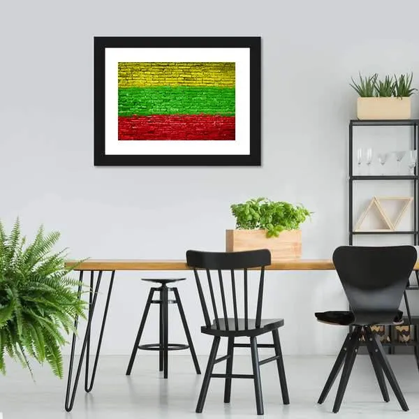 Lithuania Flag On Brick Wall Canvas Wall Art