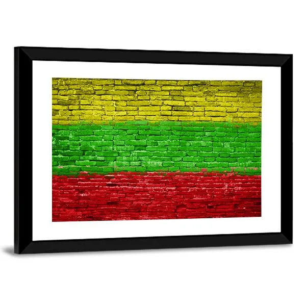 Lithuania Flag On Brick Wall Canvas Wall Art