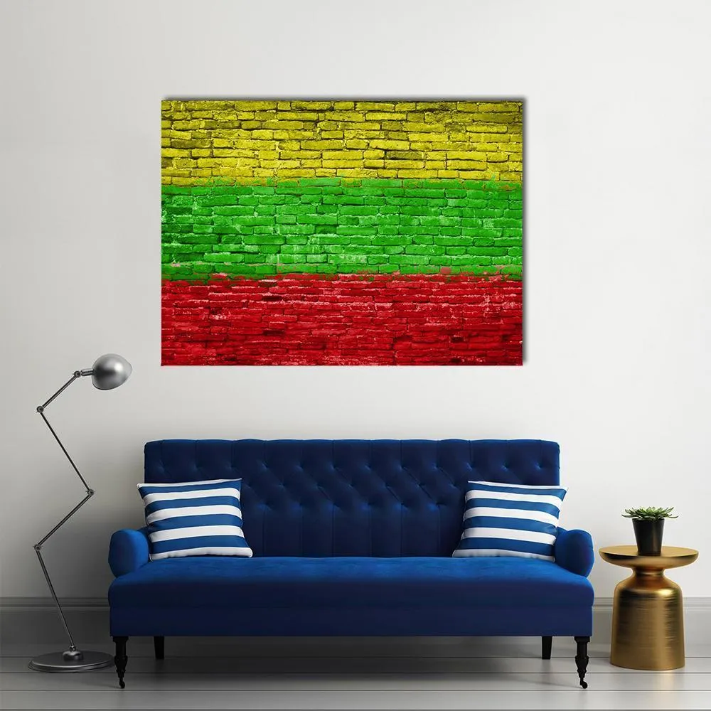 Lithuania Flag On Brick Wall Canvas Wall Art