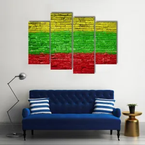 Lithuania Flag On Brick Wall Canvas Wall Art