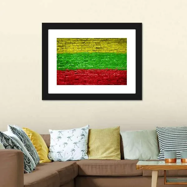 Lithuania Flag On Brick Wall Canvas Wall Art