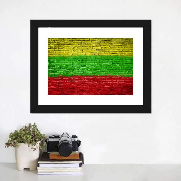 Lithuania Flag On Brick Wall Canvas Wall Art