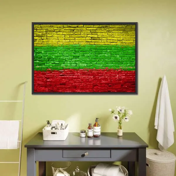 Lithuania Flag On Brick Wall Canvas Wall Art