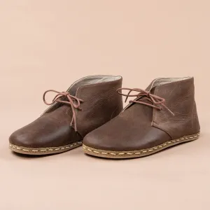 Men's Coffee Barefoot Boots with Laces