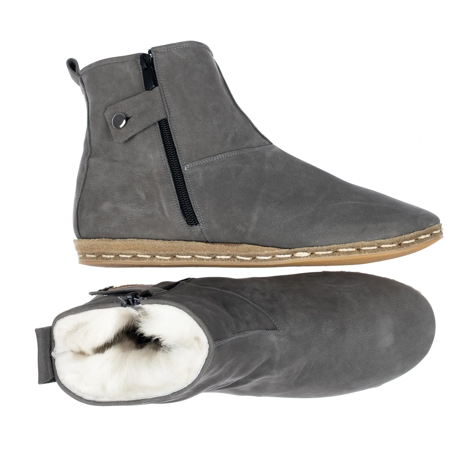 Men's Gray Shearling Boots