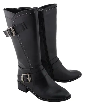 Milwaukee Leather MBL9423 Women's Black Studded Fashion Casual Boots with Studded Outsole