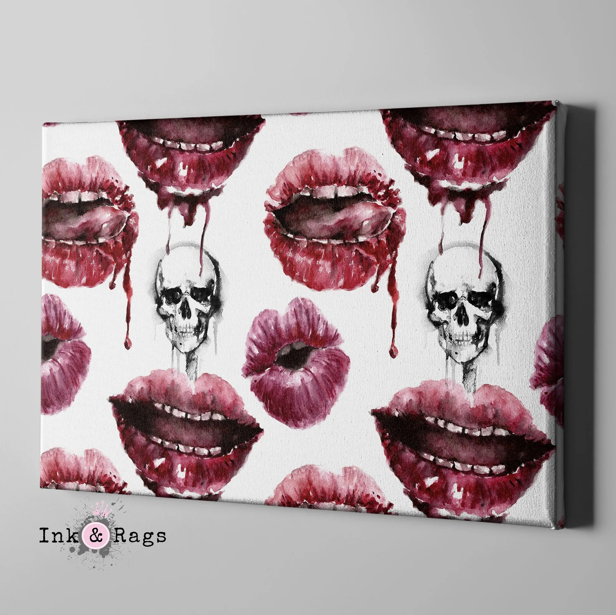 Oh la la! Lips and Skulls Gallery Wrapped Canvas