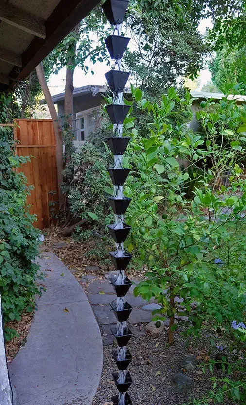 Rain Chain Medium Square Cups - Black